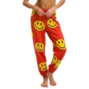 Aviator Nation Red Smiley Joggers Medium